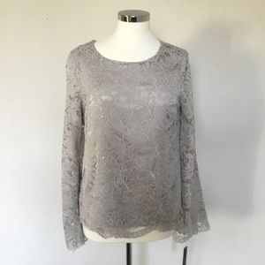 Silver Alex Marie Long Sleeve Blouse - NWT, Size M